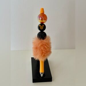 Orange and Black Decorative Beaded Pen